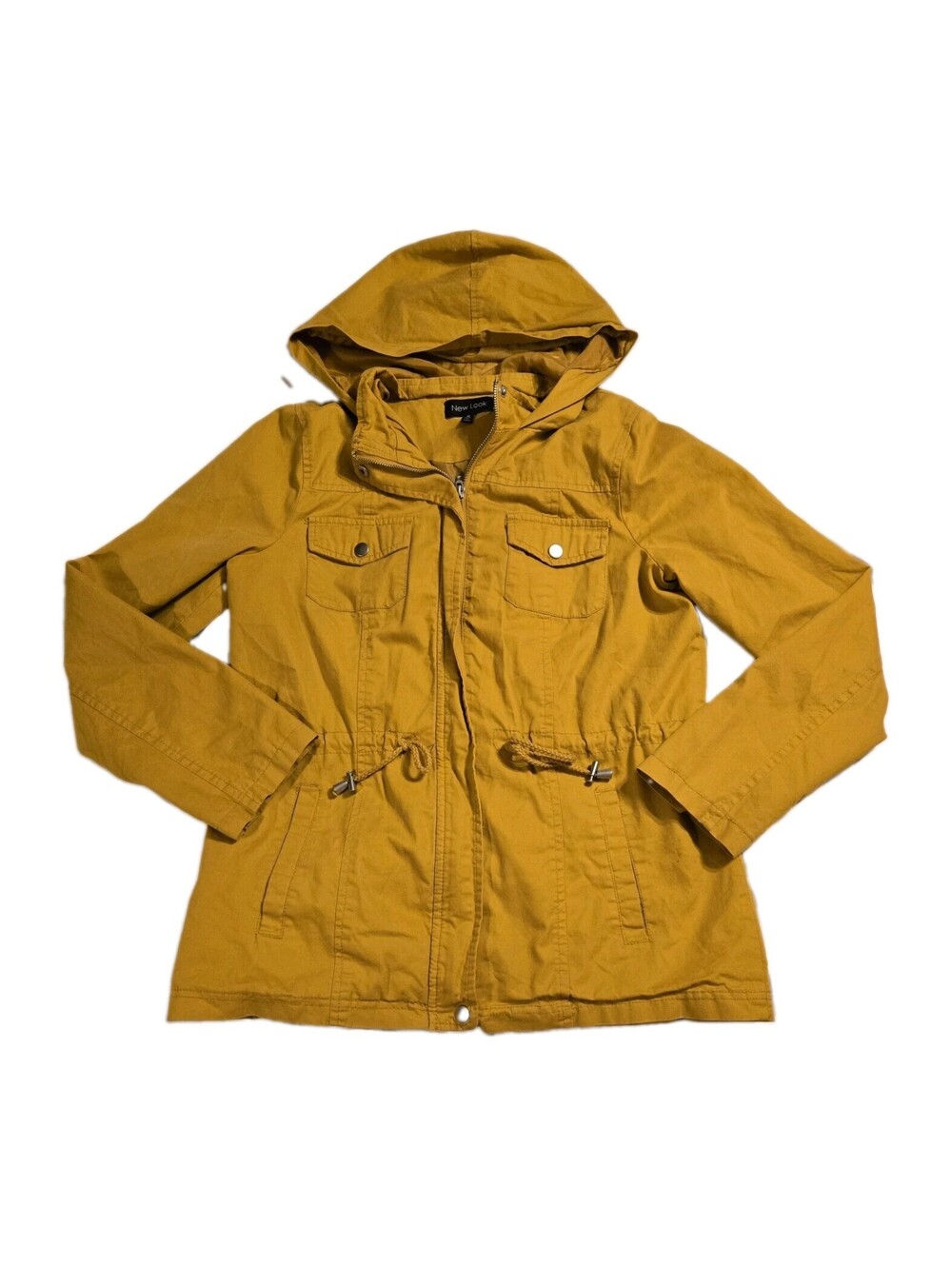 New Look Womens Utility Anorak Parka Jacket Coraline Mustard Yellow Hooded Sz M